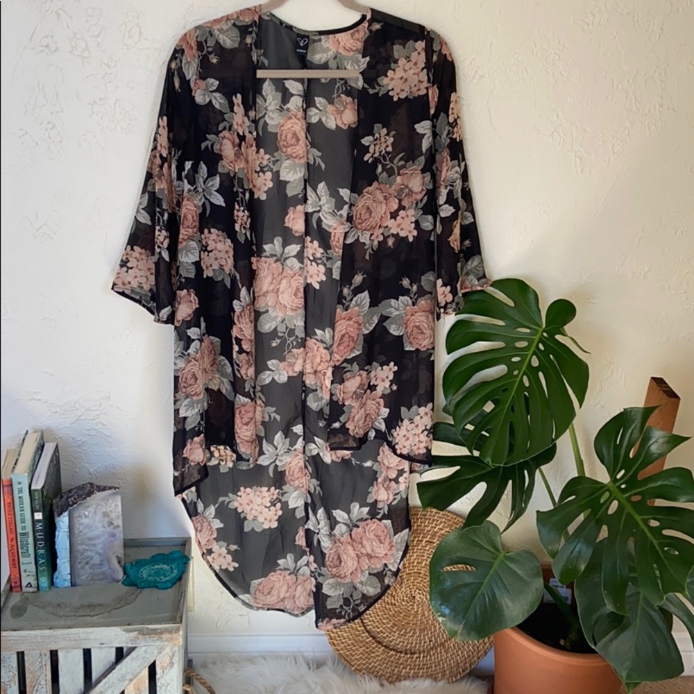 High Low Floral Kimono